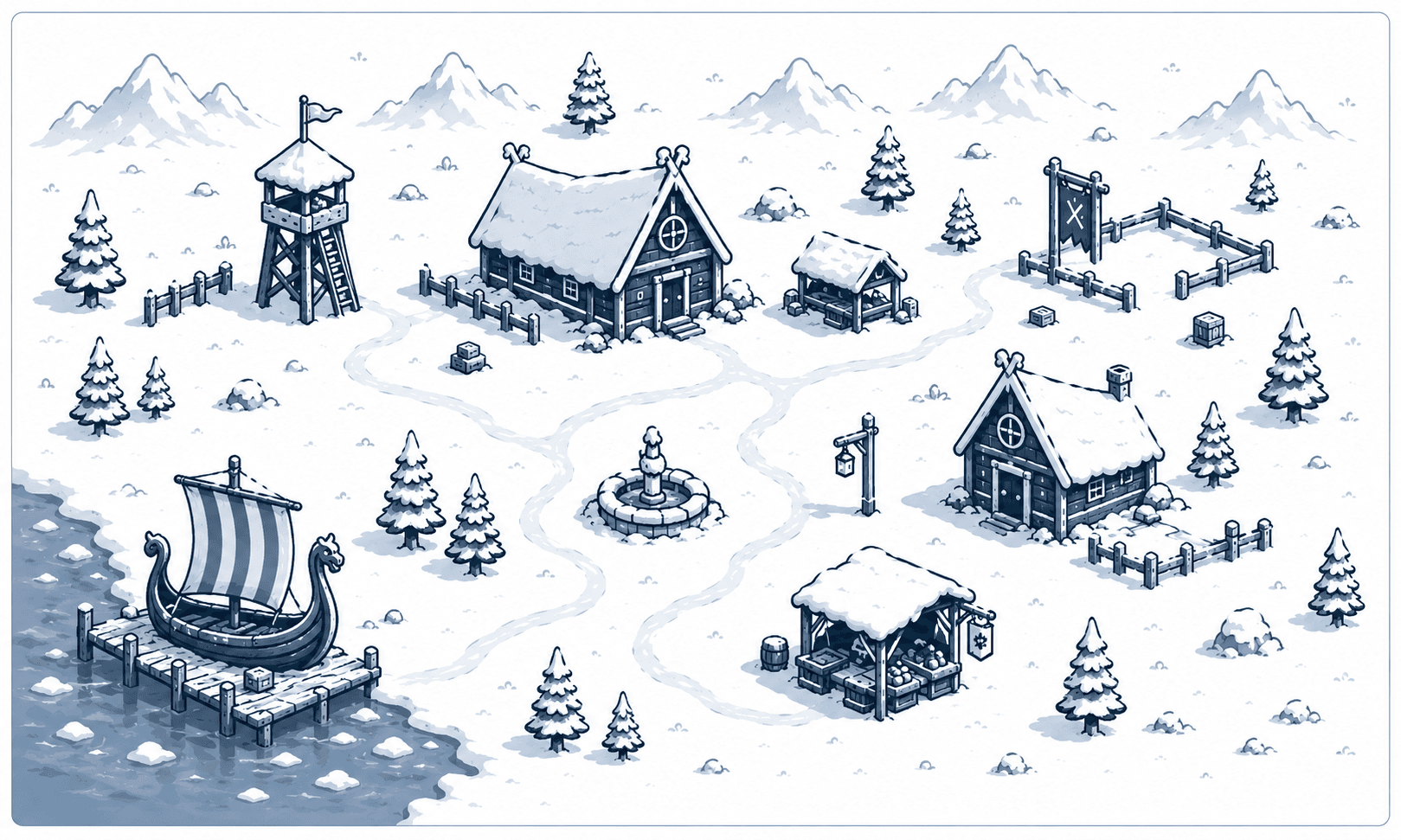 Snowy Viking village background